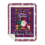 Personalized Gift Tartan Plaid Blanket Clan Montgomery With Funny Santa Snowman Reindeer Merry Christmas Gift Sherpa Blanket, blue plaid sherpa blanket,blue tartan sherpa blanket,Buchan,buffalo plaid sherpa blanket,christmas sherpa blanket,Christmas Throw Blanket