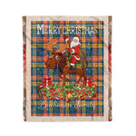 Personalized Gift Plaid Tartan Blanket Clan Buchanan Ancient With Moose Lover Xmas Gift Santa Riding Christmas Fleece Blanket