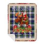 Personalized Gift Plaid Tartan Blanket Clan Gordon Dress Modern With Moose Lover Xmas Gift Santa Riding Buffalo Plaid Christmas Sherpa Blanket