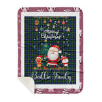 Personalized Gift Tartan Plaid Blanket Clan Baillie Hunting With Funny Santa Snowman Reindeer Merry Christmas Gift Sherpa Blanket, blue plaid sherpa blanket,blue tartan sherpa blanket,Buchan,buffalo plaid sherpa blanket,christmas sherpa blanket,Christmas Throw Blanket