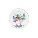 Scotstee Shop - Circle Ceramic Ornament (2 sided) - Personalize Name Family Country Home & Red Truck New Home Name Christmas Metal Ornament