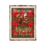Personalized Gift Plaid Tartan Blanket Clan MacAulay With Moose Lover Xmas Gift Santa Riding Christmas Fleece Blanket
