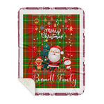 Personalized Gift Tartan Plaid Blanket Clan Burnett Ancient With Funny Santa Snowman Reindeer Merry Christmas Gift Sherpa Blanket, blue plaid sherpa blanket,blue tartan sherpa blanket,Buchan,buffalo plaid sherpa blanket,christmas sherpa blanket,Christmas Throw Blanket
