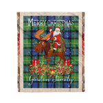 Personalized Gift Plaid Tartan Blanket Clan Gordon Old Ancient With Moose Lover Xmas Gift Santa Riding Christmas Fleece Blanket