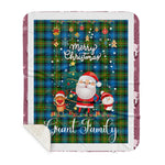 Personalized Gift Tartan Plaid Blanket Clan Grant Hunting With Funny Santa Snowman Reindeer Merry Christmas Gift Sherpa Blanket, blue plaid sherpa blanket,blue tartan sherpa blanket,Buchan,buffalo plaid sherpa blanket,christmas sherpa blanket,Christmas Throw Blanket