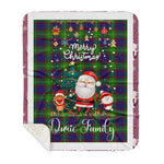 Personalized Gift Tartan Plaid Blanket Clan Durie With Funny Santa Snowman Reindeer Merry Christmas Gift Sherpa Blanket, blue plaid sherpa blanket,blue tartan sherpa blanket,Buchan,buffalo plaid sherpa blanket,christmas sherpa blanket,Christmas Throw Blanket