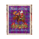 Personalized Gift Plaid Tartan Blanket Clan Jackson With Moose Lover Xmas Gift Santa Riding Christmas Fleece Blanket