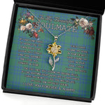 To My Beautiful Soulmate Sunflower Necklace In Your Eyes I Have Found My Home Clan Montgomery Ancient Tartan Jewelry For Girlfriend, Tartan Sunflower Pendant Necklace, Scottish Tartan Jewelry, valentine necklace, necklace girlfriend, necklace for wife, cute necklaces for girlfriend, jewelry for girlfriend, to my soulmate necklace, to my future wife necklace