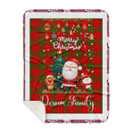 Scotstee Shop - Personalized Gift Tartan Plaid Blanket Clan Dewar With Funny Santa Snowman Reindeer Merry Christmas Gift Sherpa Blanket