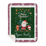Personalized Gift Tartan Plaid Blanket Clan Agnew Hunting With Funny Santa Snowman Reindeer Merry Christmas Gift Sherpa Blanket, blue plaid sherpa blanket,blue tartan sherpa blanket,Buchan,buffalo plaid sherpa blanket,christmas sherpa blanket,Christmas Throw Blanket