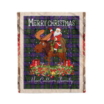 Personalized Gift Plaid Tartan Blanket Clan MacCallum of Berwick With Moose Lover Xmas Gift Santa Riding Christmas Fleece Blanket