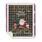 Personalized Gift Tartan Plaid Blanket Clan Campbell Argyll Weathered With Funny Santa Snowman Reindeer Merry Christmas Gift Sherpa Blanket, blue plaid sherpa blanket,blue tartan sherpa blanket,Buchan,buffalo plaid sherpa blanket,christmas sherpa blanket,Christmas Throw Blanket