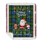 Personalized Gift Tartan Plaid Blanket Clan Newlands With Funny Santa Snowman Reindeer Merry Christmas Gift Sherpa Blanket, blue plaid sherpa blanket,blue tartan sherpa blanket,Buchan,buffalo plaid sherpa blanket,christmas sherpa blanket,Christmas Throw Blanket