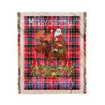 Personalized Gift Plaid Tartan Blanket Clan Straiton With Moose Lover Xmas Gift Santa Riding Christmas Fleece Blanket