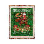 Personalized Gift Plaid Tartan Blanket Clan Don With Moose Lover Xmas Gift Santa Riding Christmas Fleece Blanket