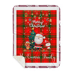 Personalized Gift Tartan Plaid Blanket Clan MacQuarrie Modern With Funny Santa Snowman Reindeer Merry Christmas Gift Sherpa Blanket, blue plaid sherpa blanket,blue tartan sherpa blanket,Buchan,buffalo plaid sherpa blanket,christmas sherpa blanket,Christmas Throw Blanket