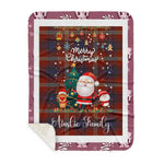 Personalized Gift Tartan Plaid Blanket Clan Ainslie With Funny Santa Snowman Reindeer Merry Christmas Gift Sherpa Blanket, blue plaid sherpa blanket,blue tartan sherpa blanket,Buchan,buffalo plaid sherpa blanket,christmas sherpa blanket,Christmas Throw Blanket