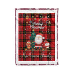 Personalized Gift Tartan Plaid Blanket Clan MacQueen With Funny Santa Snowman Reindeer Merry Christmas Fleece Blanket, Home Living Room, Plaid Blanket, Tartan Blanket, Scottish Blanket, Buffalo fleece blanket, Christmas Blanket