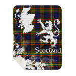 Sherpa Blanket - Tartan Blanket Thistle and Lion Scottish Clan MacLellan Modern Plaid Blanket, plaid sherpa blanket queen,purple sherpa blanket,queen sherpa blanket,queen size sherpa blanket,red sherpa blanket,scottish tartan blankets,sherpa blanket,sherpa christmas blanket