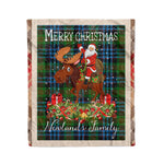 Personalized Gift Plaid Tartan Blanket Clan Newlands With Moose Lover Xmas Gift Santa Riding Christmas Fleece Blanket