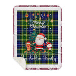 Personalized Gift Tartan Plaid Blanket Clan MacKellar With Funny Santa Snowman Reindeer Merry Christmas Gift Sherpa Blanket, blue plaid sherpa blanket,blue tartan sherpa blanket,Buchan,buffalo plaid sherpa blanket,christmas sherpa blanket,Christmas Throw Blanket