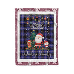 Personalized Gift Tartan Plaid Blanket Clan Dunlop With Funny Santa Snowman Reindeer Merry Christmas Fleece Blanket, Home Living Room, Plaid Blanket, Tartan Blanket, Scottish Blanket, Buffalo fleece blanket, Christmas Blanket