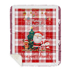 Personalized Gift Tartan Plaid Blanket Clan MenZies Red With Funny Santa Snowman Reindeer Merry Christmas Gift Sherpa Blanket, blue plaid sherpa blanket,blue tartan sherpa blanket,Buchan,buffalo plaid sherpa blanket,christmas sherpa blanket,Christmas Throw Blanket