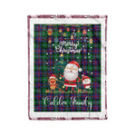 Personalized Gift Tartan Plaid Blanket Clan Calder With Funny Santa Snowman Reindeer Merry Christmas Fleece Blanket, Home Living Room, Plaid Blanket, Tartan Blanket, Scottish Blanket, Buffalo fleece blanket, Christmas Blanket
