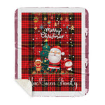 Personalized Gift Tartan Plaid Blanket Clan MacQueen With Funny Santa Snowman Reindeer Merry Christmas Gift Sherpa Blanket, blue plaid sherpa blanket,blue tartan sherpa blanket,Buchan,buffalo plaid sherpa blanket,christmas sherpa blanket,Christmas Throw Blanket
