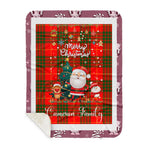 Personalized Gift Tartan Plaid Blanket Clan Cameron Modern With Funny Santa Snowman Reindeer Merry Christmas Gift Sherpa Blanket, blue plaid sherpa blanket,blue tartan sherpa blanket,Buchan,buffalo plaid sherpa blanket,christmas sherpa blanket,Christmas Throw Blanket