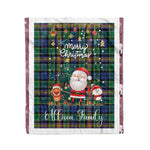 Personalized Gift Tartan Plaid Blanket Clan Allison With Funny Santa Snowman Reindeer Merry Christmas Fleece Blanket, Home Living Room, Plaid Blanket, Tartan Blanket, Scottish Blanket, Buffalo fleece blanket, Christmas Blanket