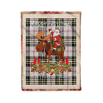 Personalized Gift Plaid Tartan Blanket Clan MacPherson Dress Ancient With Moose Lover Xmas Gift Santa Riding Christmas Fleece Blanket
