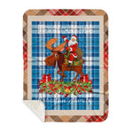 Personalized Gift Plaid Tartan Blanket Clan Roberton With Moose Lover Xmas Gift Santa Riding Buffalo Plaid Christmas Sherpa Blanket