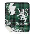 Sherpa Blanket - Tartan Blanket Thistle and Lion Scottish Clan MacAulay Hunting Ancient Plaid Blanket, plaid sherpa blanket queen,purple sherpa blanket,queen sherpa blanket,queen size sherpa blanket,red sherpa blanket,scottish tartan blankets,sherpa blanket,sherpa christmas blanket
