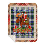 Personalized Gift Plaid Tartan Blanket Clan Gordon Dress Modern With Moose Lover Xmas Gift Santa Riding Buffalo Plaid Christmas Sherpa Blanket