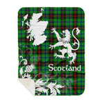 Sherpa Blanket - Tartan Blanket Thistle and Lion Scottish Clan Douglas Green Plaid Blanket, plaid sherpa blanket queen,purple sherpa blanket,queen sherpa blanket,queen size sherpa blanket,red sherpa blanket,scottish tartan blankets,sherpa blanket,sherpa christmas blanket