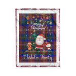 Personalized Gift Tartan Plaid Blanket Clan Chisholm Hunting Modern With Funny Santa Snowman Reindeer Merry Christmas Fleece Blanket, Home Living Room, Plaid Blanket, Tartan Blanket, Scottish Blanket, Buffalo fleece blanket, Christmas Blanket