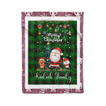 Personalized Gift Tartan Plaid Blanket Clan Kinloch With Funny Santa Snowman Reindeer Merry Christmas Fleece Blanket, Home Living Room, Plaid Blanket, Tartan Blanket, Scottish Blanket, Buffalo fleece blanket, Christmas Blanket