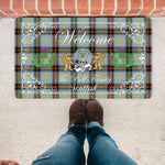 Scotstee Shop - Doormat - Welcome Mat Scottish Clan Badge Bell Tartan Door Mat, Plaid Doormat With Thistle and Two Lion Scottish