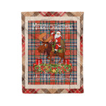 Personalized Gift Plaid Tartan Blanket Clan MacFarlane Ancient With Moose Lover Xmas Gift Santa Riding Christmas Fleece Blanket