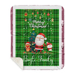 Personalized Gift Tartan Plaid Blanket Clan Boyle With Funny Santa Snowman Reindeer Merry Christmas Gift Sherpa Blanket, blue plaid sherpa blanket,blue tartan sherpa blanket,Buchan,buffalo plaid sherpa blanket,christmas sherpa blanket,Christmas Throw Blanket