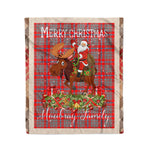 Personalized Gift Plaid Tartan Blanket Clan Moubray With Moose Lover Xmas Gift Santa Riding Christmas Fleece Blanket