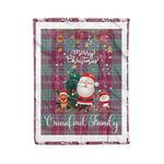 Personalized Gift Tartan Plaid Blanket Clan Crawford Ancient With Funny Santa Snowman Reindeer Merry Christmas Fleece Blanket, Home Living Room, Plaid Blanket, Tartan Blanket, Scottish Blanket, Buffalo fleece blanket, Christmas Blanket