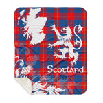 Sherpa Blanket - Tartan Blanket Thistle and Lion Scottish Clan McKerrell Red Plaid Blanket, plaid sherpa blanket queen,purple sherpa blanket,queen sherpa blanket,queen size sherpa blanket,red sherpa blanket,scottish tartan blankets,sherpa blanket,sherpa christmas blanket