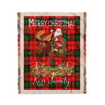 Personalized Gift Plaid Tartan Blanket Clan Kerr Modern With Moose Lover Xmas Gift Santa Riding Christmas Fleece Blanket