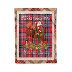 Personalized Gift Plaid Tartan Blanket Clan Aberdeen With Moose Lover Xmas Gift Santa Riding Christmas Fleece Blanket
