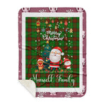 Personalized Gift Tartan Plaid Blanket Clan Maxwell Hunting With Funny Santa Snowman Reindeer Merry Christmas Gift Sherpa Blanket, blue plaid sherpa blanket,blue tartan sherpa blanket,Buchan,buffalo plaid sherpa blanket,christmas sherpa blanket,Christmas Throw Blanket