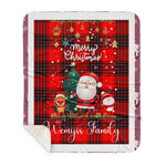 Personalized Gift Tartan Plaid Blanket Clan Wemyss With Funny Santa Snowman Reindeer Merry Christmas Gift Sherpa Blanket, blue plaid sherpa blanket,blue tartan sherpa blanket,Buchan,buffalo plaid sherpa blanket,christmas sherpa blanket,Christmas Throw Blanket