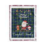 Personalized Gift Tartan Plaid Blanket Clan Campbell Argyll Ancient With Funny Santa Snowman Reindeer Merry Christmas Fleece Blanket, Home Living Room, Plaid Blanket, Tartan Blanket, Scottish Blanket, Buffalo fleece blanket, Christmas Blanket