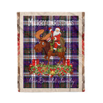 Personalized Gift Plaid Tartan Blanket Clan MacDonald Dress Modern With Moose Lover Xmas Gift Santa Riding Christmas Fleece Blanket